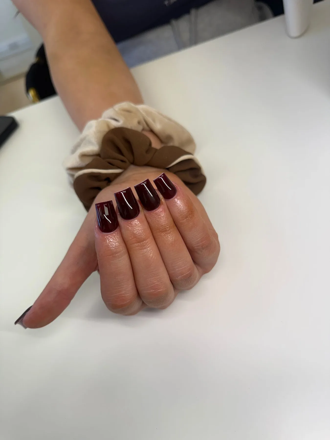 Deep burgundy nails — supplied work by Alice