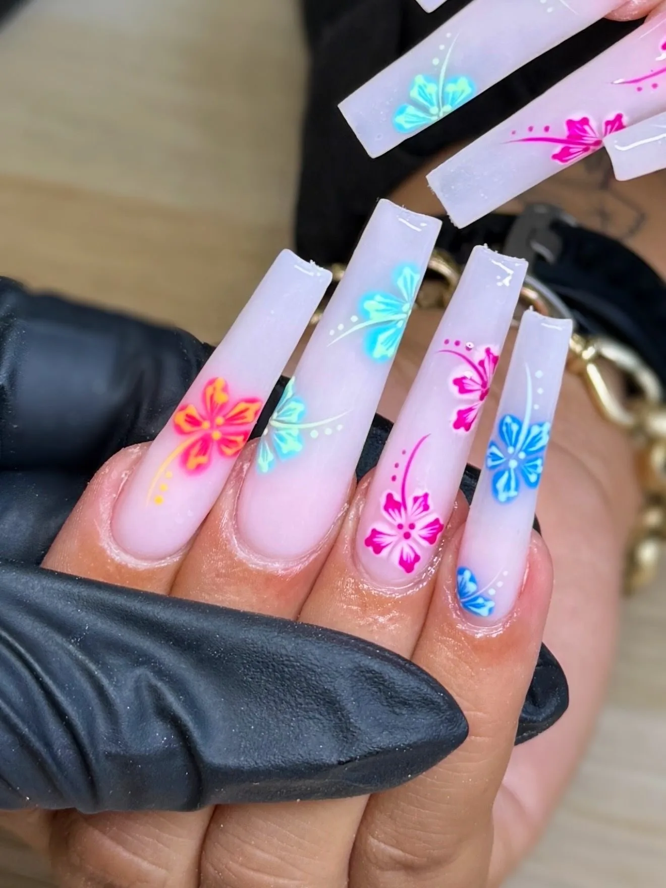 Floral statement nails — supplied work by Alice